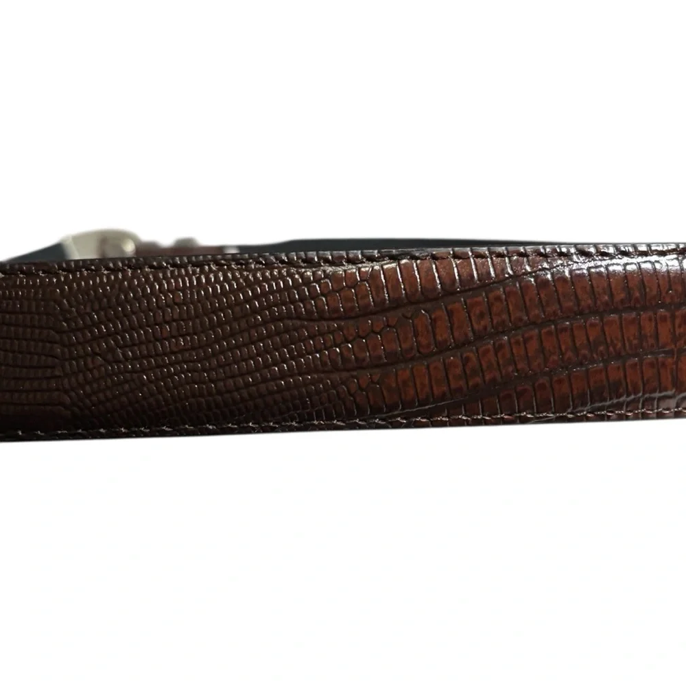 Brown Alligator Embossed Leather Belt Western Southwestern Men's Size 42